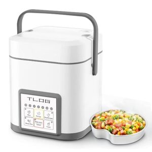 TLOG Rice Cooker Small 2.5 Cups Uncooked - Healthy Ceramic Coating, Portable, 1.2 L Mini for 1-3 People, Steamer, Multi Cooker for Cereals, Oatmeal