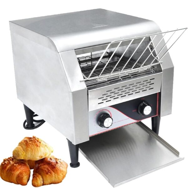 Toaster High Performance Industrial Conveyor Belt Toaster, Electric Oven Made of Stainless Steel with Double Heating Tube, 7 Speed Settings, for Bagels, Croissants, Restaurants,...