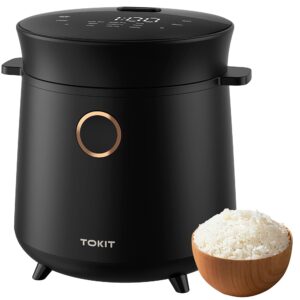 TOKIT 1.5L Mini Rice Cooker for 1-2 People - 9 Functions, 24h Timer, Ceramic Non-Stick Interior, Ideal for Home, Dormitories and Outdoor Use