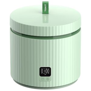 TOKIT Rice Cooker 1.5 L Pro Rice Cooker Small Mini but Multifunctional with Display Touch Button for 1-3 People Ceramic Coated Non-Stick Inner Travel Pot (Green)
