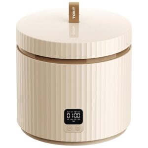 TOKIT Rice Cooker 1.5 L Pro Rice Cooker Small Mini but Multifunctional with Display Touch Button for 1-3 People Ceramic Coated Non-Stick Inner Travel Pot (White)