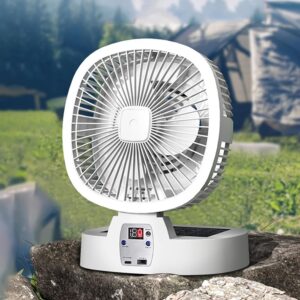 Tragbarer Luftkühler Conditioner, Solar Camping Tischventilator Weiß 5000-15000mAh(15000 mAh)