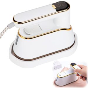 Travel Iron 2-in-1 with LCD Display, 4 Modes, 1200W Steam Iron, Foldable, Compact and Powerful - Mini Steam Iron for Travel and Home, Ideal for Travel and College (White)