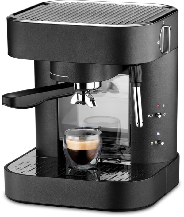 Trisa Espresso Machine with 19 Bar Pressure & Thermal Block System, Coffee Machine for ESE & Soft Pads as well as Coffee Powder, Portafilter Machine with Milk Foam Nozzle and...