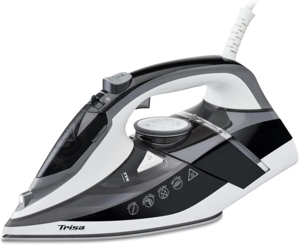 Trisa Prof. Steam i6242 Steam Iron - 2400 W, Ceramic Sole, 30 g/min Continuous Steam, 140 g/min Steam Boost, 350 ml Water Tank, Anti-Scale, Auto Shut-Off, Black