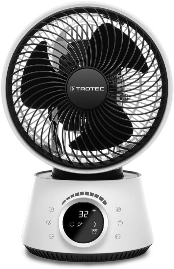 TROTEC 360° Turbo Fan TVE 100 | 26 Watt Power, 32 Speed Settings | Fragrance Oil Container and Diffuser | Timer Function (1-12 Hours), IR Remote Control