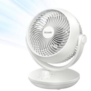 Ventilator Leise 24dB Ultra-Leise, Tischventilator mit Dualer Oszillation 70° Horizontal + 100° Vertikal, 3 Geschwindigkeitsstufen, Ventilator Klein für Schlafzimmer,...