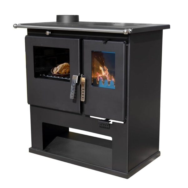 Verso Cs Links Wood Burning Cooker - 7.7 kW Powerful Kitchen Oven with Traditional Flair and Modern Efficiency Black
