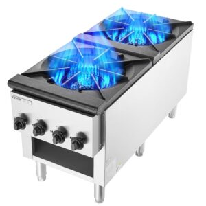 VEVOR Commercial Gas Stove Gas Stove with Cabinet & 2 Burner Propane/Natural Gas Cooker Stainless Steel Gas Hob Commercial Cooking Device 460 x 1170 x 610 mm for Restaurants...