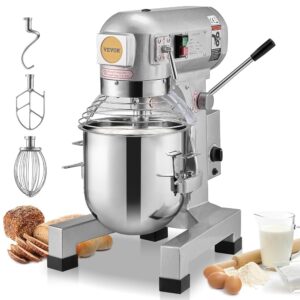 VEVOR Commercial Kitchen Blender, 10L Commercial Stand Mixer with 3 Adjustable Speeds, 550W Dough Mixer with Stainless Steel Bowl and 3 Blender Attachments, Ideal for...