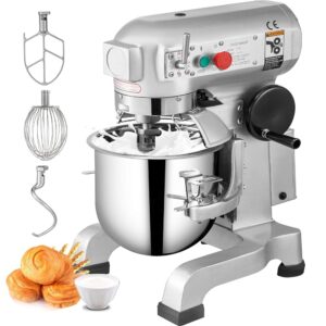 VEVOR Electric Food Processor 750W B20B Mixer, 3 Speeds, Universal Food Processors, Dough Machine, Protective Design with 20L Stainless Steel Mixing Bowl, Whisk, Dough Hook, Whisk