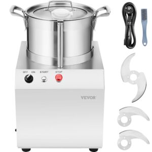 VEVOR Food Processor Vegetable Chopper 6 L Vegetable Cutter Made of Food-Grade Stainless Steel with 2 Additional S-Curve Blades, Multifunctional for Chopping Vegetables Fruit...