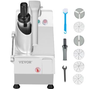VEVOR Food Processor, Vegetable Cutter, 2 Filling Holes, Food Grade Stainless Steel Cutter with 6 Blades, 3/5/7/10 mm Rasp, 2/4 mm Slicer, for Vegetables 550 W