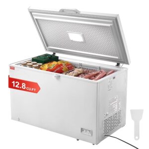 VEVOR Freezer, 345 L Freezer & 4 Removable Baskets, Freestanding Commercial Freezer with Open Door from Top & Lockable Lid, 7-Level Adjustable Temperature