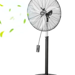 VEVOR Industrial Floor Fan, 670mm, 85 Degree Oscillation Fan, Height Adjustable Fan with 3 Adjustable Speeds Wind Machine for Living Room, Home, Office, Black