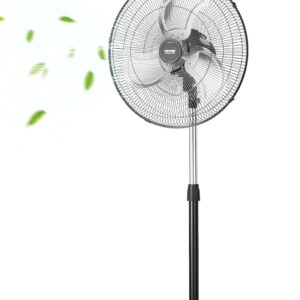 VEVOR Industrial Pedestal Fan, 570 mm, 90 Degree Oscillation Fan, Height Adjustable Fans with 3 Adjustable Speeds Wind Machine for Living Room, Home, Office, Black