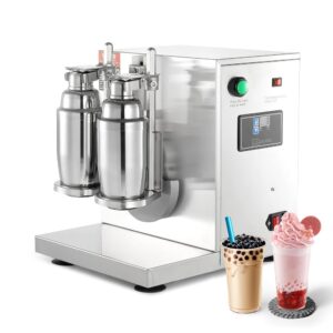 VEVOR Milkshake Machine, 120W Commercial Milk Tea Shaker, Double Head Milkshake Mixer, 0-180s Adjustable Milkshake Blender, with 750ml Stainless Steel Cup, for Milk Tea Shop
