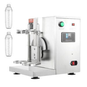 VEVOR Milkshake Machine, 120W Commercial Milk Tea Shaker Machine, Double Head Milkshake Mixer Machine, 0-180s Adjustable Milkshake Blender, with PC Cup, for Milk Tea Shop