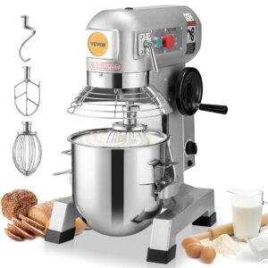 VEVOR Scheffler Food Processor 1100 W Kneading Machine, 33 L Food Processor, Dough Machine, 3 Speeds, Included, Dough Hook, Flat Stirrer, Wire Rope, Kneading Machine with Timer...