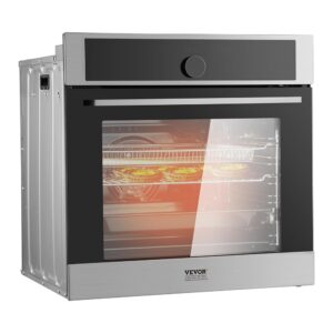 VEVOR Single Wall Oven, 24 Inch Electric Built-in Wall Oven with 16 Cooking Functions, 2.68 Cubic Feet Electric Wall Ovens, Fast Heating to 200°C in 5 Mins, 3550W Electric Oven...
