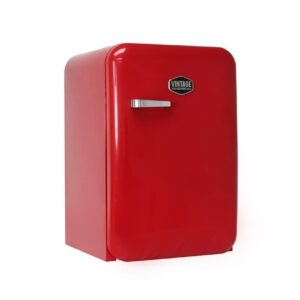 Vintage Industries Kingston Retro Fridge Mini Bar Mini Fridge Table Top Fridge Manual Temperature Setting Wine Vegetable Compartment Red VIRC160