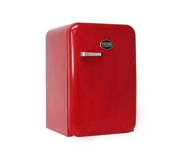 Vintage Industries Kingston Retro Fridge Mini Bar Mini Fridge Table Top Fridge Manual Temperature Setting Wine Vegetable Compartment Red VIRC160