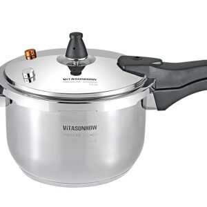 VITASUNHOW Edelstahl-Drucktopf 304 mit Sicherheitssystem - Für Induktion, Gas & Alle Herdarten - Professionell & Haushaltsgebrauch (5 Liter)