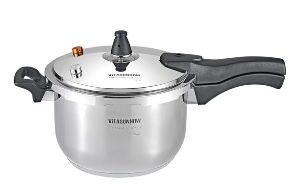 VITASUNHOW Edelstahl-Drucktopf 304 mit Sicherheitssystem - Für Induktion, Gas & Alle Herdarten - Professionell & Haushaltsgebrauch (5 Liter)