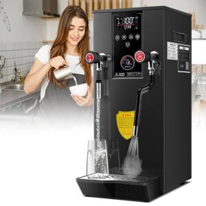 VNATWGOO Commercial Steam Milk Frother 220 V, Electric Fully Automatic Coffee Foam Maker, Frothing Machine for Coffee, Milk, Bubble Tea, Milk Tea, Black