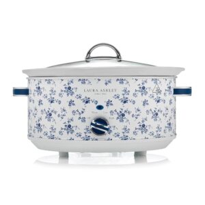 VQ Laura Ashley 6.5 Litre Slow Cooker with China Rose Print Slow Cooker for 8 to 10 People, Energy Efficient, with 3 Heat Settings and a Tempered Glass Lid for Easy Monitoring