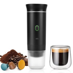 Weinsamkeit Portable Coffee Machine, Electric Espresso Machine for Camping, One-Click Heating, Travel Coffee Machine, 12 V Mini Battery Coffee Machine with Ground Coffee & NS...