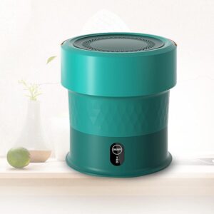 WJFTODAY Collapsible Washing Machine with Spinner, 13L Portable Mini Turbo Electric Washing Machine with Ozone, Specially for Washing Underwear/Baby Clothes, White Base (Green...