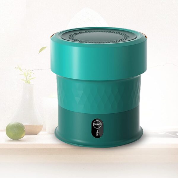 WJFTODAY Collapsible Washing Machine with Spinner, 13L Portable Mini Turbo Electric Washing Machine with Ozone, Specially for Washing Underwear/Baby Clothes, White Base (Green...
