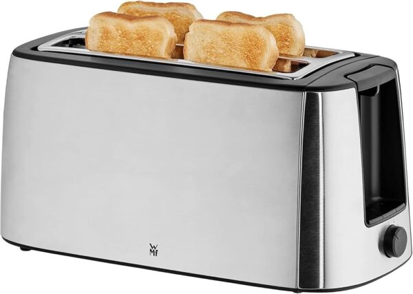 WMF Bueno Pro Toaster, Long Slot, Double Slot for 4 Slices of Toast or 2 Slices of Bread, XXL Toast, Warm-up Function, 6 Browning Levels, Matt Stainless Steel