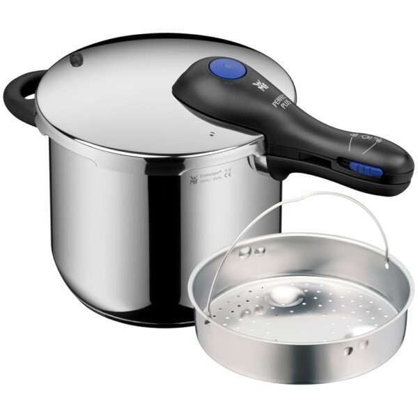 WMF Perfect Plus One Pot Pressure Cooker Induction 6.5 L with Insert, Flame Protection Pressure Cooker Large Cooking Signal, 2 Cooking Levels, Removable Lid Handle