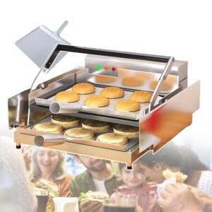 XCSCUK Automatic Heated Burger Toaster Double Layer Baking Machine for Hamburger Bread Restaurant Kitchen