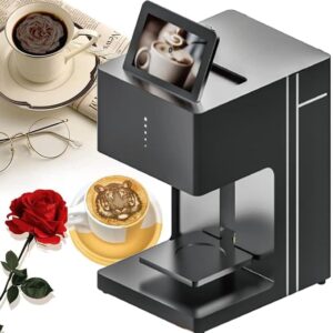 YANGYMM 3D Latte Art Coffee Printer, Automatic Drink Food Selfie with WiFi Connection Print, Food Safe Ink Cartridges, for DIY Coffee for Cafes and Bars, Black