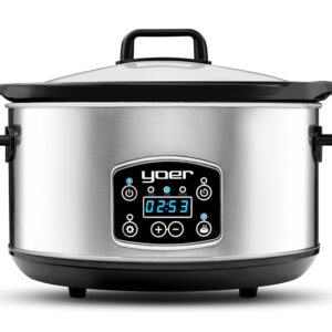 Yoer Clever-Cook SC4502S Slow Cooker, 280W, 4.5L, Multifunctional, ECO, 16-Hour Timer, LCD Display, Temperature Hold Function, 3 Operating Modes, Removable Ceramic Insert,...
