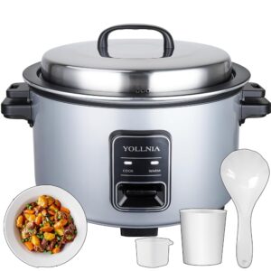 Yollnia 15L Rice Cooker, Large Capacity, for 35-45 People, Non-Stick Coating, Without Burning, with Warming Function 1750 W, Removable Washable Non-Stick Tray, Stainless Steel