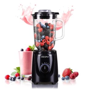 ZEEGMA GRAND VITAMINE BASE Multi-Purpose Stand Mixer Peak Power of 1829 W, Cup Mixer with 2.2 L Glass Jug, 5 Speeds, 3 Operating Modes, 6 Knives, Ice Crushing, Smoothie