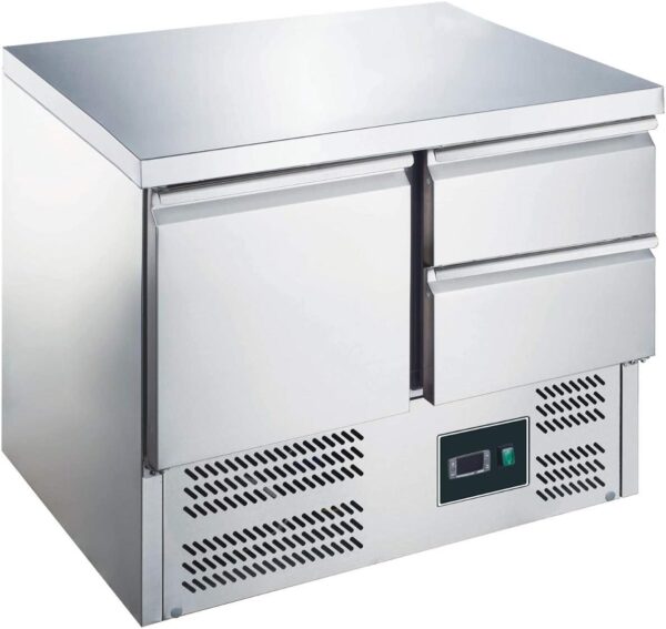 ZORRO - Cooling table ZS 901 2D - 1 door - 2 drawers - Gastro Saladette with work surface - R600A - digital thermostat